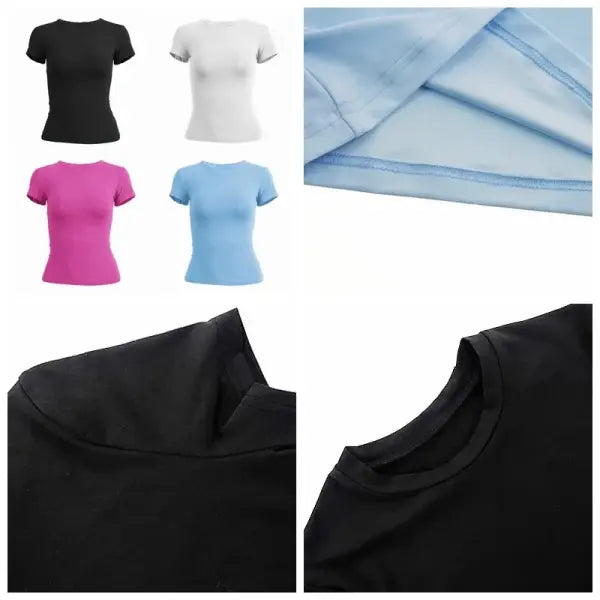 Women’s Y2K Slim Fit Tops Knitted Short Sleeve T-Shirt
