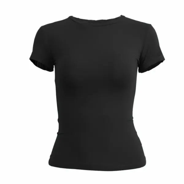 Women’s Y2K Slim Fit Tops Knitted Short Sleeve T-Shirt - black / L