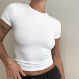 Women’s Y2K Slim Fit Tops Knitted Short Sleeve T-Shirt