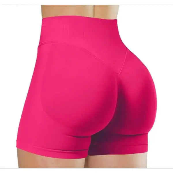 Butt Lifting Fitness Training Women Gym Shorts Nylon Seamless - Berry Red / XL
