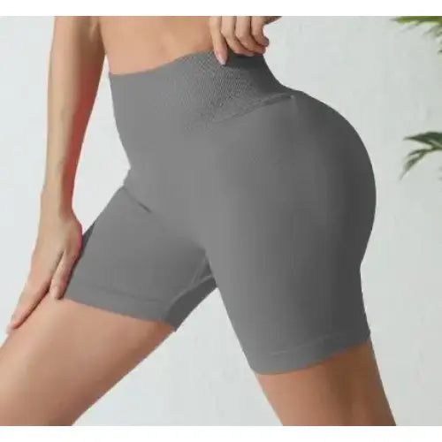 Butt Lifting Fitness Training Women Gym Shorts Nylon Seamless - DKgray / XL