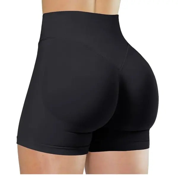 Butt Lifting Fitness Training Women Gym Shorts Nylon Seamless - black / M