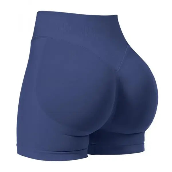 Butt Lifting Fitness Training Women Gym Shorts Nylon Seamless - Navy Blue / M