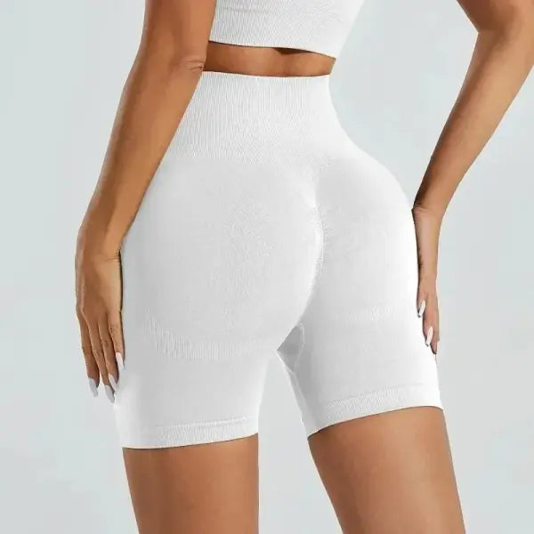 Butt Lifting Fitness Training Women Gym Shorts Nylon Seamless - white / XL