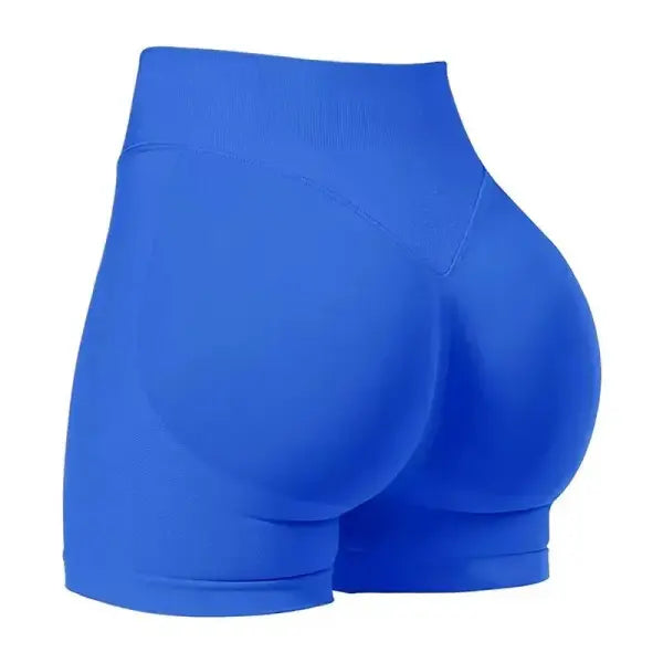 Butt Lifting Fitness Training Women Gym Shorts Nylon Seamless - Blue / XL