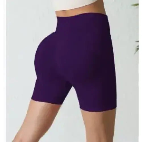 Butt Lifting Fitness Training Women Gym Shorts Nylon Seamless - DK purple / XL