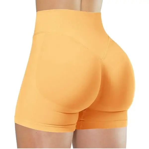 Butt Lifting Fitness Training Women Gym Shorts Nylon Seamless - YELLOW / M