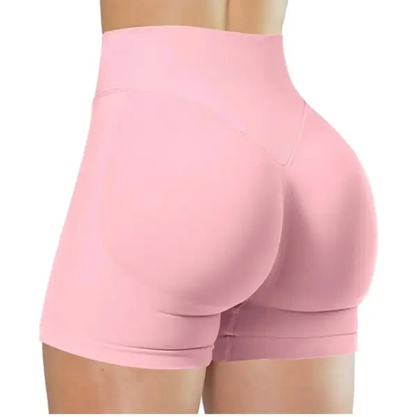 Butt Lifting Fitness Training Women Gym Shorts Nylon Seamless - Pink / M