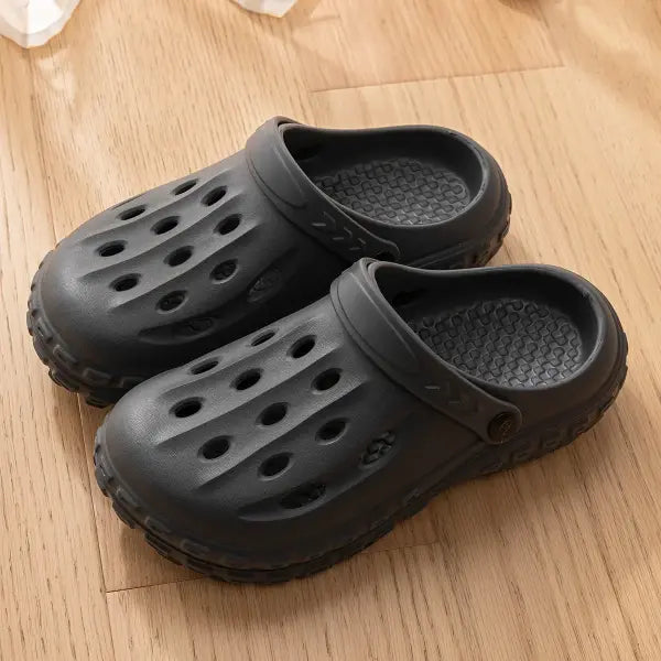 Unisex Summer Hole Shoes – Non-Slip Outdoor Sandals with Closed Toe and Soft Thick Sole - Grey / 44-45FIT43-44