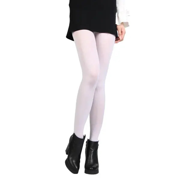 Women’s Black Opaque Tights – 120D Seamless Warm Nylon Pantyhose for Winter Spring & Autumn - White