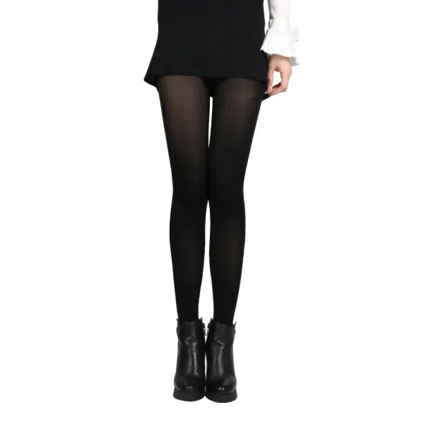 Women’s Black Opaque Tights – 120D Seamless Warm Nylon Pantyhose for Winter Spring & Autumn - Black 1