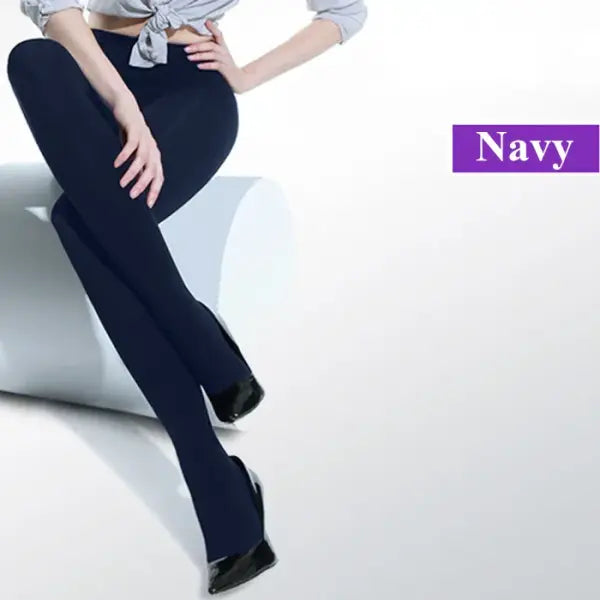 Women’s Black Opaque Tights – 120D Seamless Warm Nylon Pantyhose for Winter Spring & Autumn - Navy Blue
