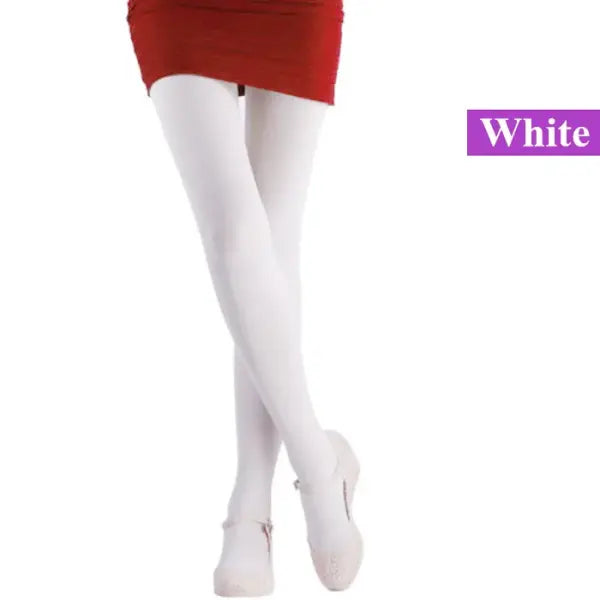 Women’s Black Opaque Tights – 120D Seamless Warm Nylon Pantyhose for Winter Spring & Autumn - White 1