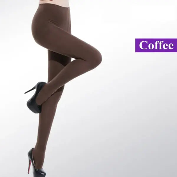 Women’s Black Opaque Tights – 120D Seamless Warm Nylon Pantyhose for Winter Spring & Autumn - Coffee