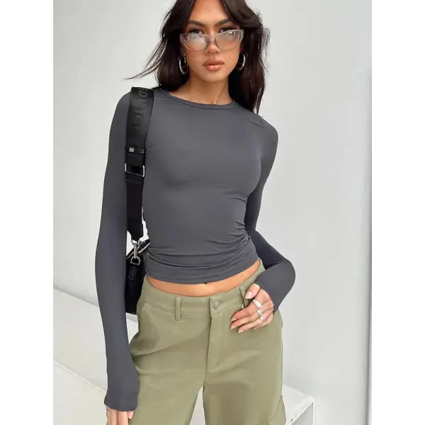 Women Casual Long Sleeve T-Shirts Spring Autumn Solid Slim Fit Pullovers Tees Shirts Female Streetwear Base Tees Tops