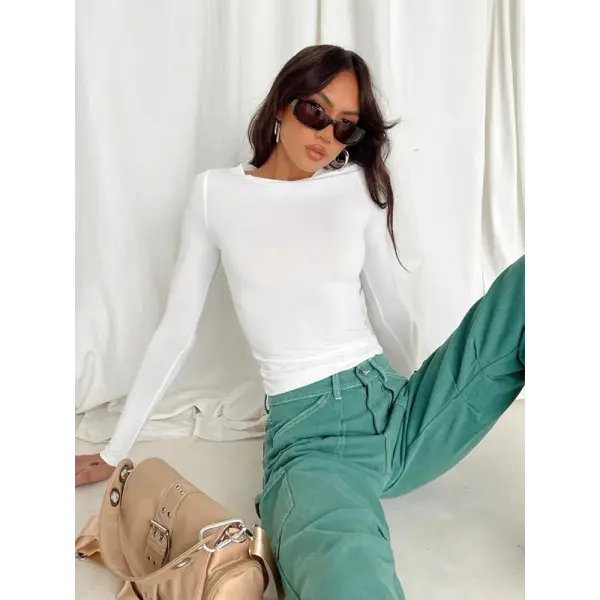 Women Casual Long Sleeve T-Shirts Spring Autumn Solid Slim Fit Pullovers Tees Shirts Female Streetwear Base Tees Tops