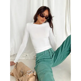 Women Casual Long Sleeve T-Shirts Spring Autumn Solid Slim Fit Pullovers Tees Shirts Female Streetwear Base Tees Tops