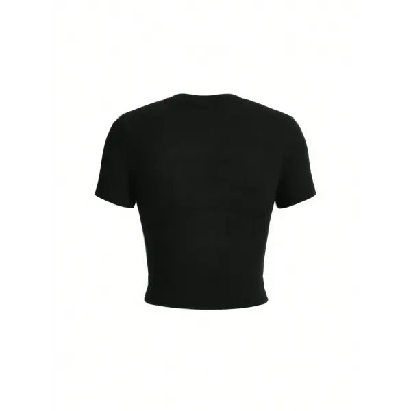 Casual Girl Letter Print Summer Short Sleeve Polyester Tee Top
