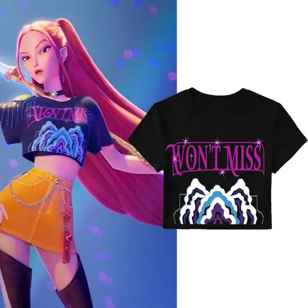 Fashion movie shirt with slight strech fabric cosplay crop top