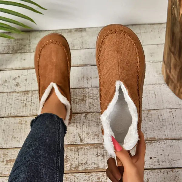 Women Fashion V cut Suede Plush Ankle Boots winter Snow Shoes