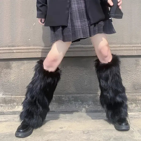 Women Faux Fur Leg Warmers Women Fall Leggings Jk Boots Stocking Girls Lolita Punk Boot Cover Harajuku Fur Foot Warming