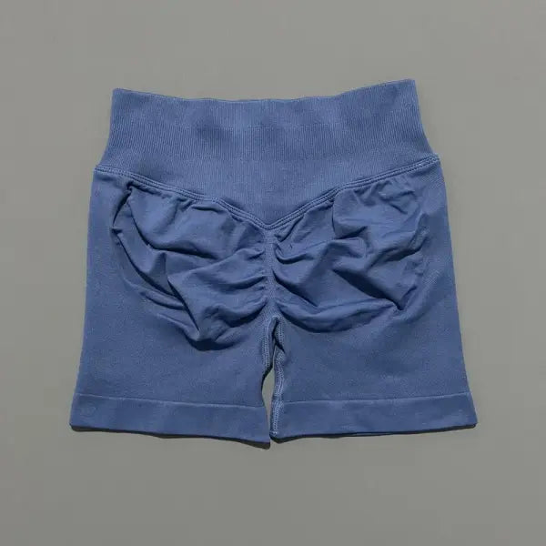 Women High Waist Seamless Shorts Stretchy Butt Lifting Yoga Shorts - Blue Gray / XS