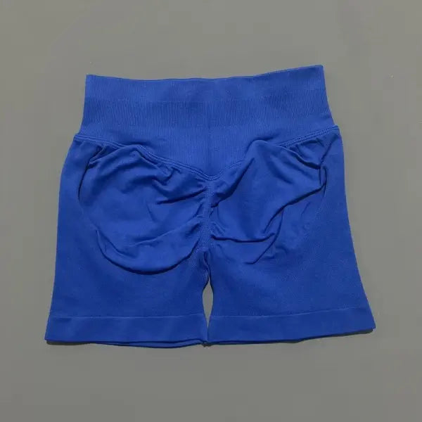 Women High Waist Seamless Shorts Stretchy Butt Lifting Yoga Shorts - Deep Sea Blue / M