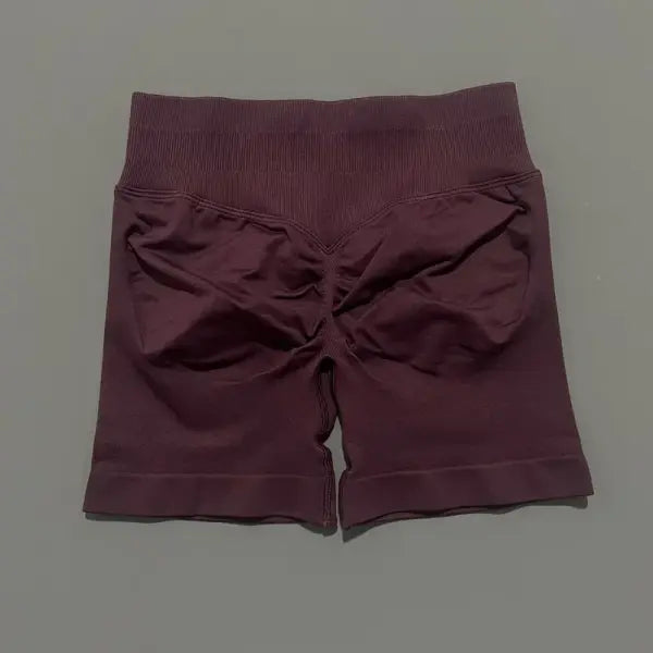 Women High Waist Seamless Shorts Stretchy Butt Lifting Yoga Shorts - Espresso / XS