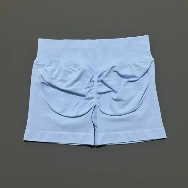 Women High Waist Seamless Shorts Stretchy Butt Lifting Yoga Shorts - Ice Blue / L