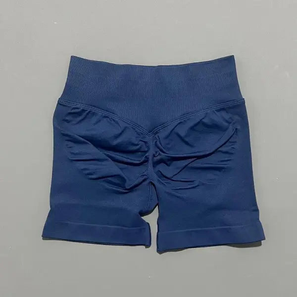 Women High Waist Seamless Shorts Stretchy Butt Lifting Yoga Shorts - Ink Blue / XS