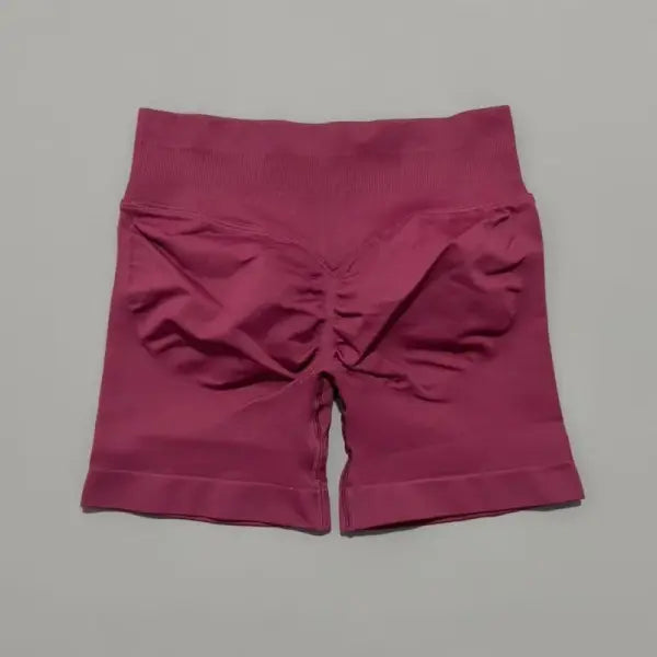 Women High Waist Seamless Shorts Stretchy Butt Lifting Yoga Shorts - Winter Berry / XS