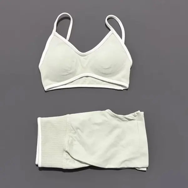 Women Ignite Sculpt Elastic Yoga Bra Set Sculpting Fitness Suit - Pistachio / S