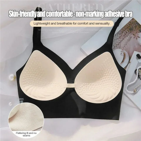 Women Invisible Bra - Deep U Plunge Backless Push-Up Top with Transparent Strap