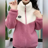 Women’s Faux Fur Knit Sweater Cardigan – Elegant Spring/Autumn Coat with Faux Fox Fur Collar - Pink / L