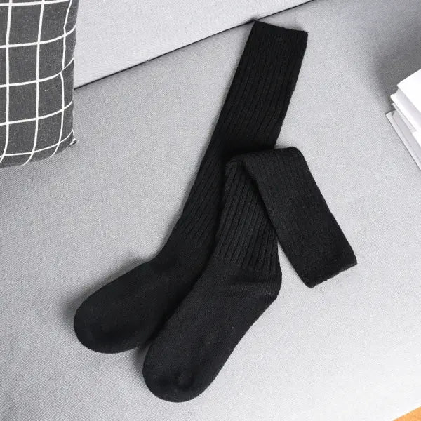 Women’s Long Cashmere Socks – Over-the-Knee Wool & Cotton Thigh-High Stockings - style 08 / 70 cm Thigh