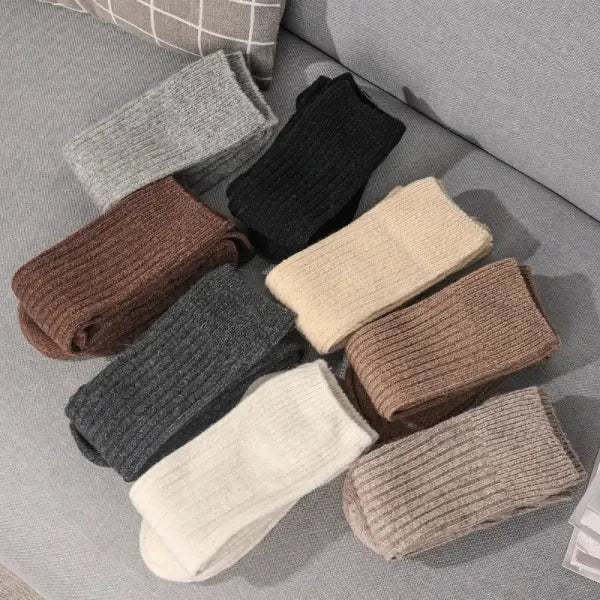 Women’s Long Cashmere Socks – Over-the-Knee Wool & Cotton Thigh-High Stockings