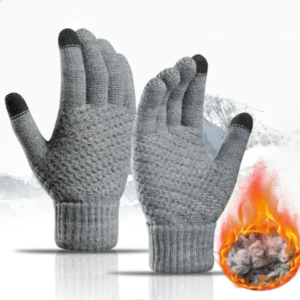 Unisex Winter Touchscreen Gloves – Warm Full-Finger Knit Wool Mittens for Outdoor Cycling & Driving