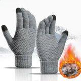Unisex Winter Touchscreen Gloves – Warm Full-Finger Knit Wool Mittens for Outdoor Cycling & Driving