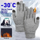 Unisex Winter Touchscreen Gloves – Warm Full-Finger Knit Wool Mittens for Outdoor Cycling & Driving