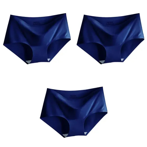 Women Panties XXL Seamless Ice Silk Briefs Breathable Drop Shipping - Navy Navy Navy / XL / 3pcs