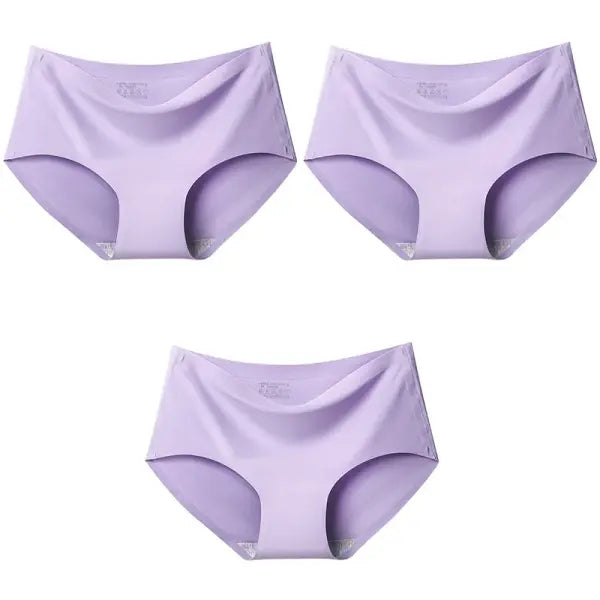 Women Panties XXL Seamless Ice Silk Briefs Breathable Drop Shipping - Purple Purple Purple / L / 3pcs