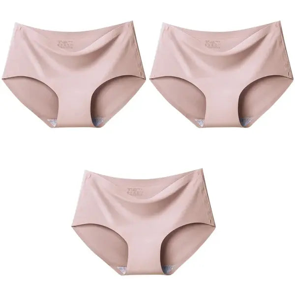 Women Panties XXL Seamless Ice Silk Briefs Breathable Drop Shipping - Khaki Khaki Khaki / M / 3pcs
