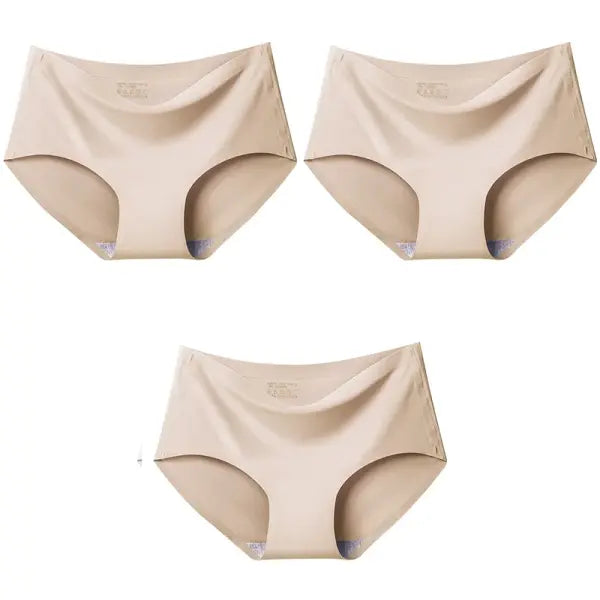 Women Panties XXL Seamless Ice Silk Briefs Breathable Drop Shipping - Beige Beige Beige / M / 3pcs