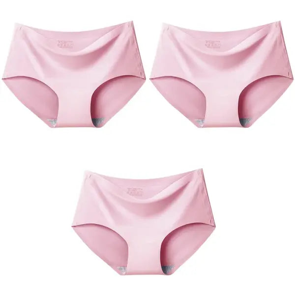 Women Panties XXL Seamless Ice Silk Briefs Breathable Drop Shipping - Pink Pink Pink / M / 3pcs