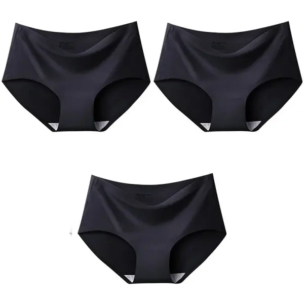 Women Panties XXL Seamless Ice Silk Briefs Breathable Drop Shipping - Black Black Black / M / 3pcs