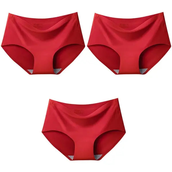 Women Panties XXL Seamless Ice Silk Briefs Breathable Drop Shipping - Red Red Red / 4XL / 3pcs