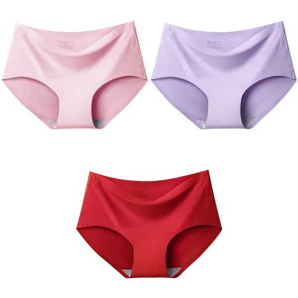 Women Panties XXL Seamless Ice Silk Briefs Breathable Drop Shipping - Pink Purple Red / 4XL / 3pcs