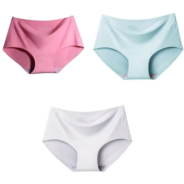 Women Panties XXL Seamless Ice Silk Briefs Breathable Drop Shipping - Rose Mint White / M / 3pcs
