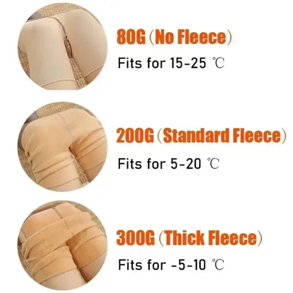 Women’s Winter Thermal Pantyhose – High Waist Plus Size Translucent Thick Elastic Tights