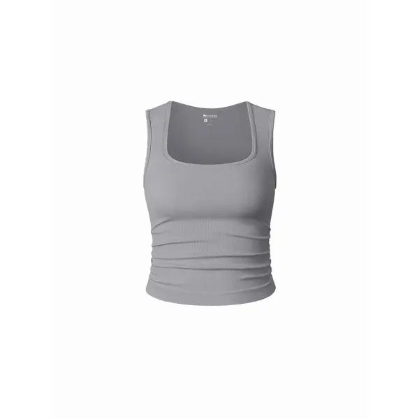 Women Ribbed Tank Top Summer Casual Vest - SmokeGrey / S